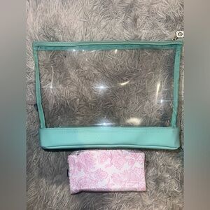 ROLLER RABBIT TARGET Clear and Teal Cosmetic Bag